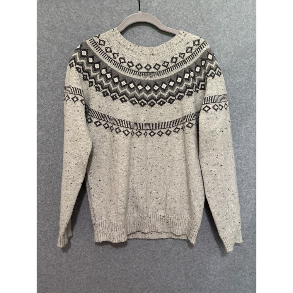 Weatherproof Vintage Fair Isle Sweater Women’s M Gray Nordic Cozy‎ Cabincore